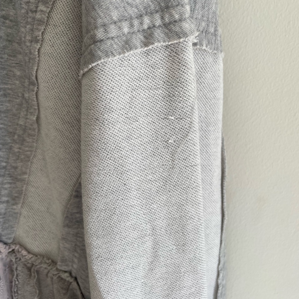 Blue Velvet Patchwork Hooded Sweatshirt in Light Gray - Picture 5 of 7